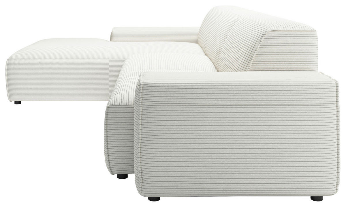 ECKSOFA in Cord Weiss  - Weiss/Schwarz, Design, Kunststoff/Textil (189/300cm) - Pure Home Lifestyle