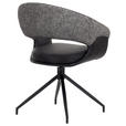 ARMLEHNSTUHL  Sitzfläche 360° drehbar, automatische Rückholfunktion Webstoff, Mikrofaser  - Schwarz/Weiß, Design, Textil/Metall (60/83/62cm) - Novel