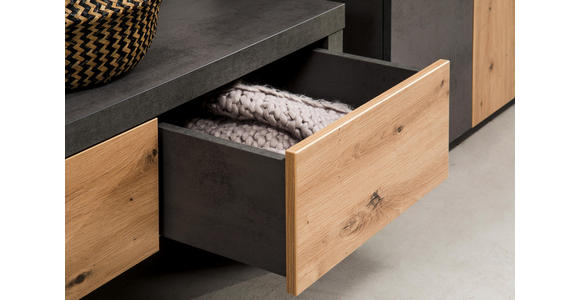 GARDEROBENBANK Balkeneiche Anthrazit, Eichefarben - Eichefarben/Anthrazit, Design, Holz (91/45/38cm) - Voleo