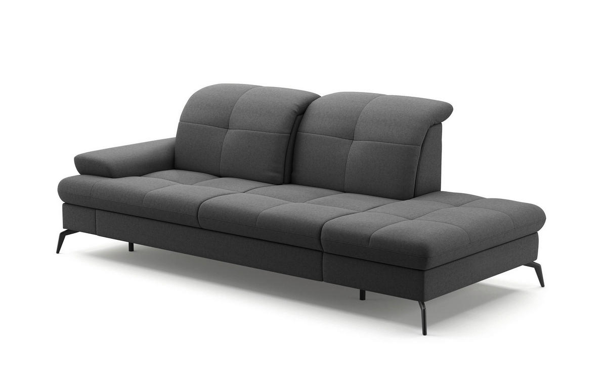RÉCAMIERE in Flachgewebe Dunkelgrau  - Dunkelgrau/Schwarz, Konventionell, Textil/Metall (231/90/122cm) - Sit & More