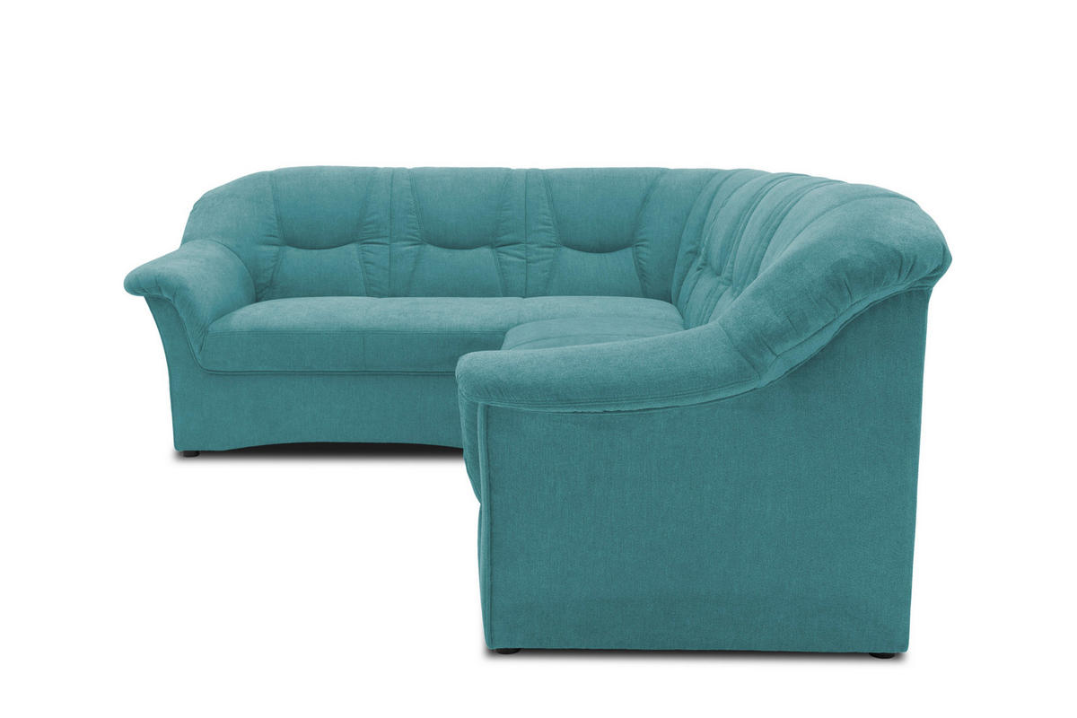 ECKSOFA Petrol Mikrofaser  - Petrol/Schwarz, KONVENTIONELL, Kunststoff/Textil (190/240cm) - MID.YOU