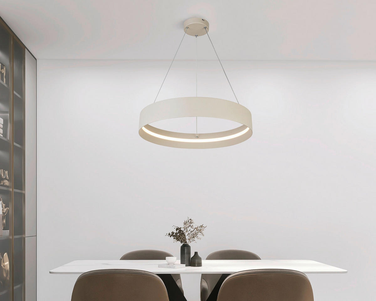 HÄNGELEUCHTE 58,4/120 cm   - Sandfarben/Weiß, Trend, Kunststoff/Metall (58,4/120cm) - Collet's Monde