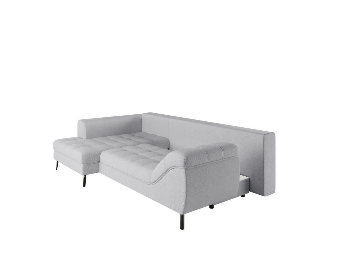Ecksofa inkl. Funktionen in Webstoff Hellgrau  - Hellgrau/Schwarz, MODERN, Textil/Metall (177/279cm)