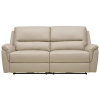 TROJMIESTNA POHOVKA, svetlosivá, pravá koža - čierna/svetlosivá, Design, koža/drevo (208/99/93cm) - Cantus