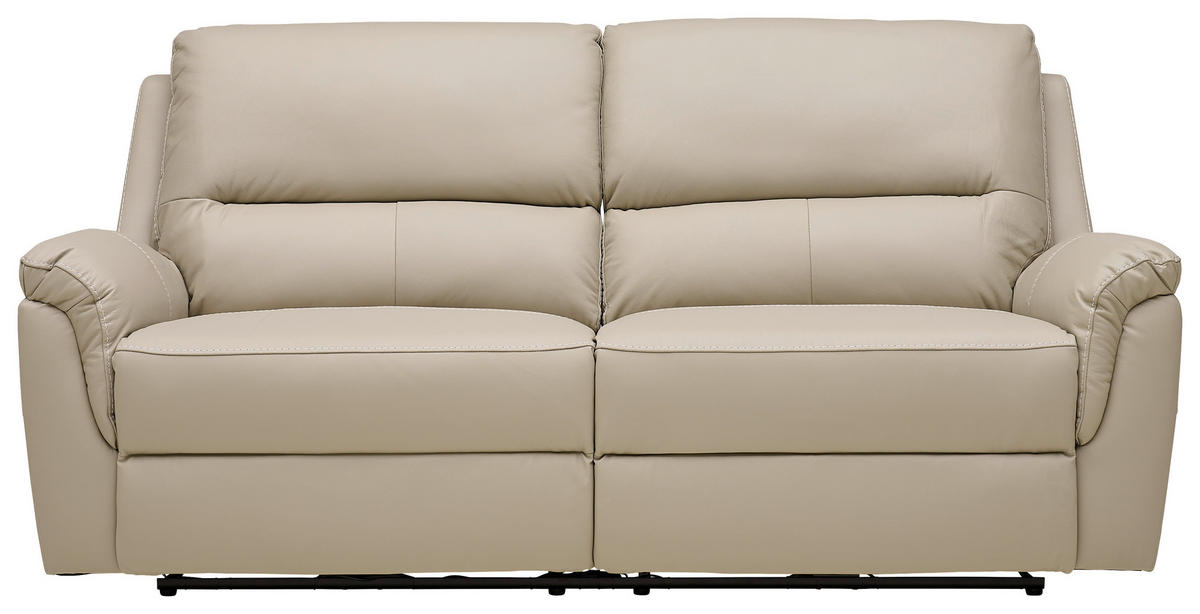 TROJMIESTNA POHOVKA, svetlosivá, pravá koža - čierna/svetlosivá, Design, koža/drevo (208/99/93cm) - Cantus