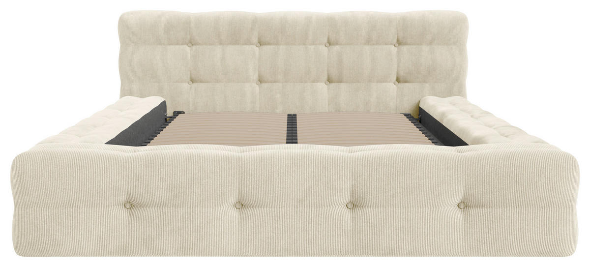 POLSTERBETT Lattenrost, Bettkasten 180/200 cm  in Beige  - Beige/Schwarz, Design, Holz/Textil (180/200cm) - Boxxx