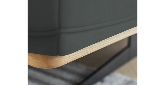 ECKSOFA in Echtleder Grau 305/163 cm - Eichefarben/Schwarz, Design, Leder/Holz (305/163cm) - Novel