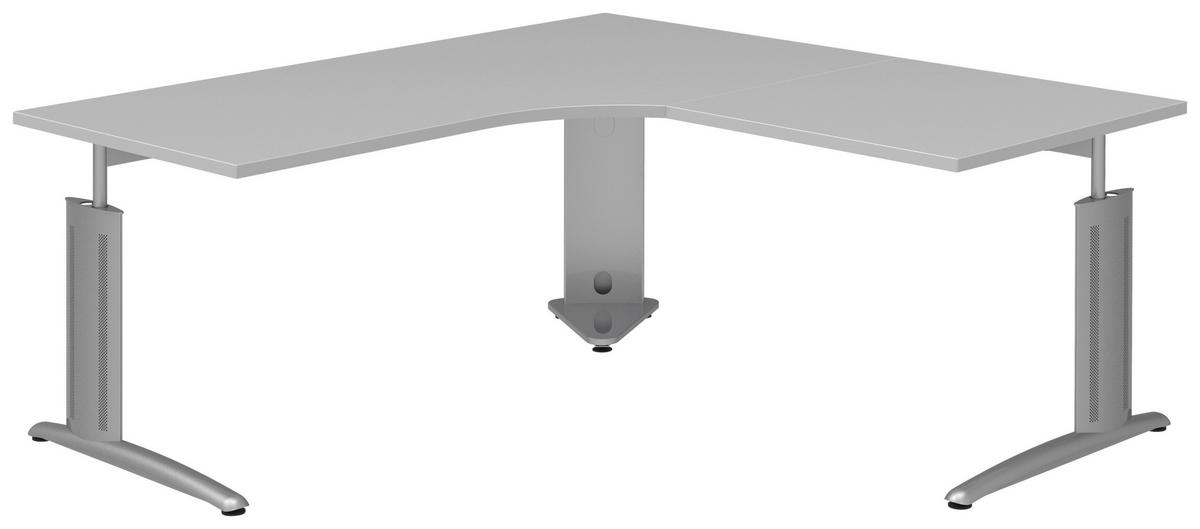 ECKSCHREIBTISCH 180/180/70-82 cm  in Anthrazit, Grau, Alufarben  - Anthrazit/Alufarben, KONVENTIONELL, Holzwerkstoff/Metall (180/180/70-82cm) - Moderano