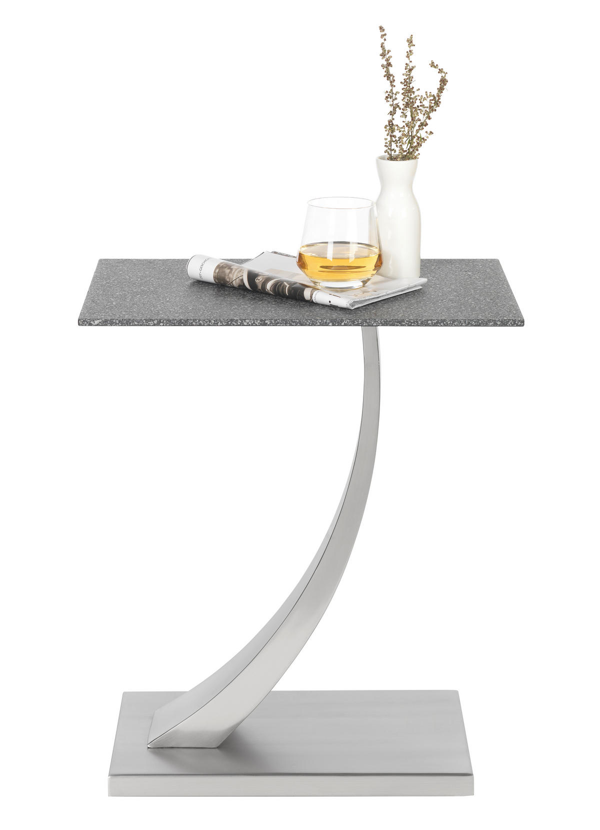 BEISTELLTISCH 30,5/45,7/54,6 cm Silberfarben, Dunkelgrau rechteckig  - Dunkelgrau/Silberfarben, Design, Glas/Metall (30,5/45,7/54,6cm) - Xora