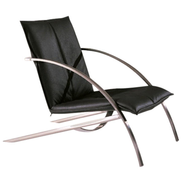 FÅTÖLJ i metall, textil, läder svart, kromfärg  - kromfärg/svart, Design, metall/läder (61,5/85/109cm)