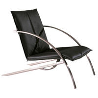 FÅTÖLJ i metall, textil, läder svart, kromfärg  - kromfärg/svart, Design, metall/läder (61,5/85/109cm)