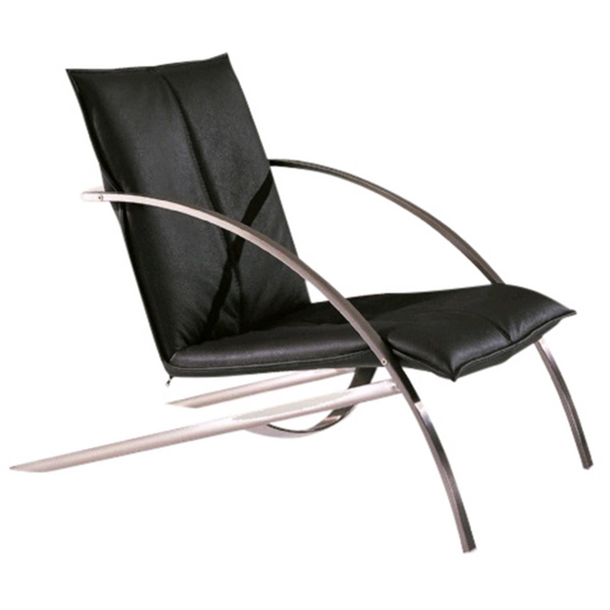 FÅTÖLJ i metall, textil, läder svart, kromfärg  - kromfärg/svart, Design, metall/läder (61,5/85/109cm)