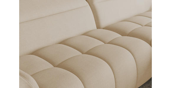 ECKSOFA Beige Flachgewebe Rücken echt, Kopfteilverstellung, Sitztiefenverstellung  - Beige/Schwarz, KONVENTIONELL, Textil/Metall (272/175cm) - Carryhome