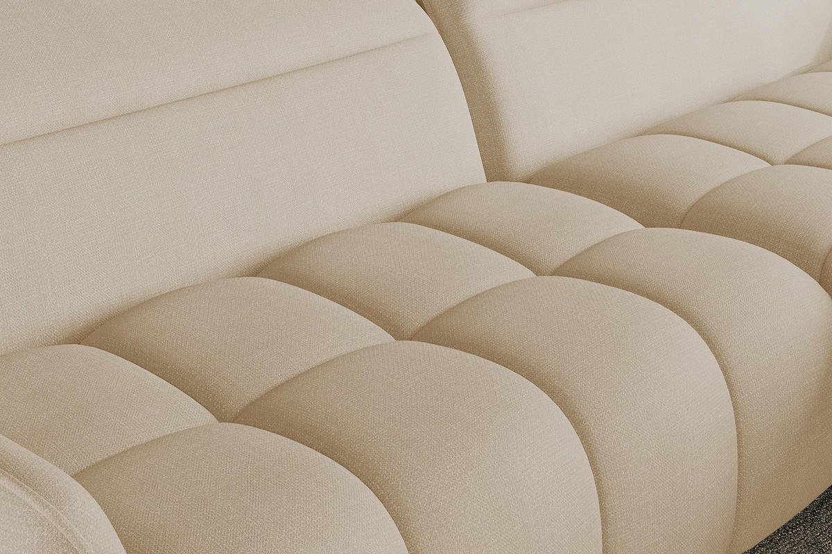 ECKSOFA Beige Flachgewebe Rücken echt, Kopfteilverstellung, Sitztiefenverstellung  - Beige/Schwarz, KONVENTIONELL, Textil/Metall (272/175cm) - Carryhome