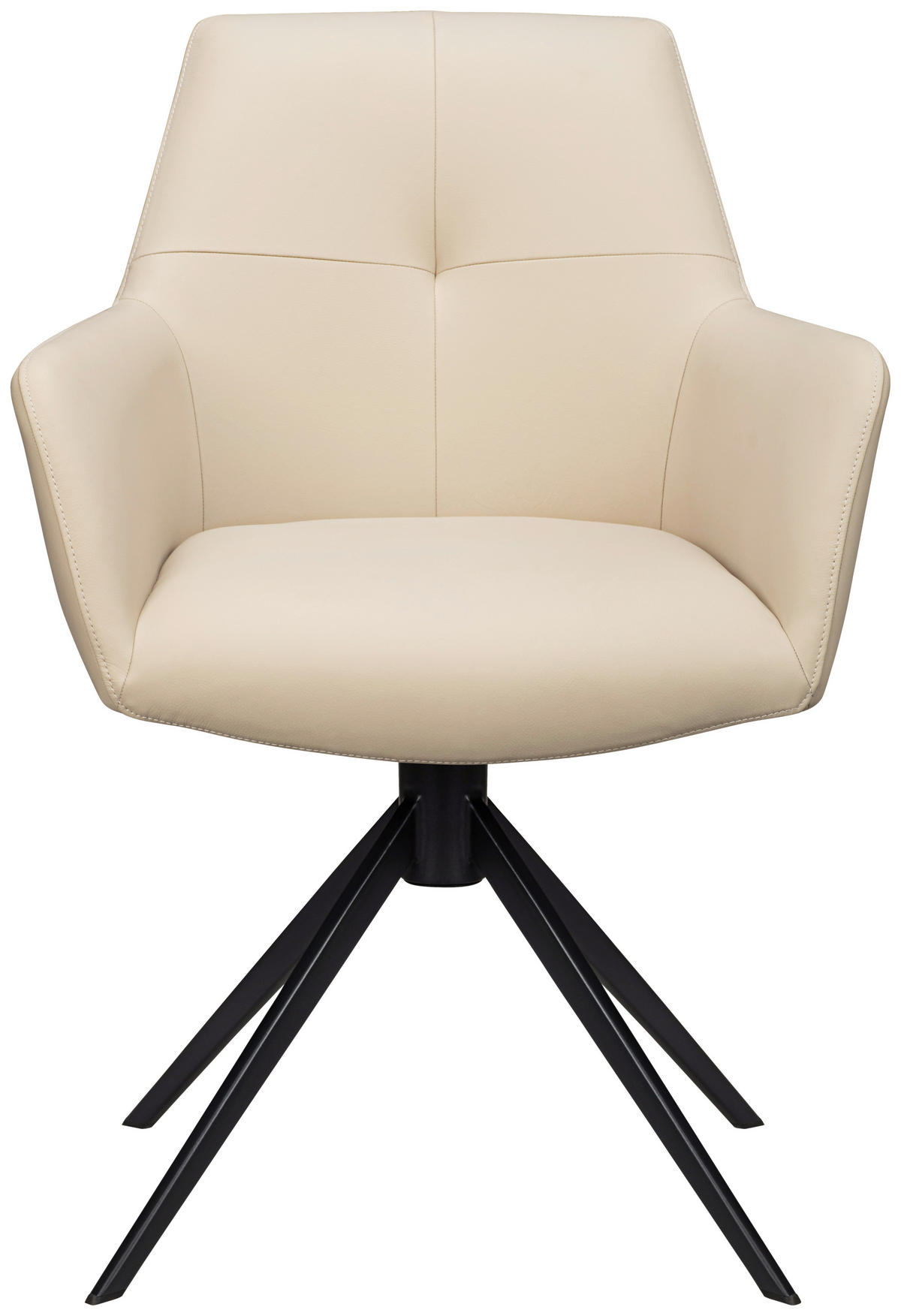 ARMLEHNSTUHL  in Eisen Echtleder pigmentiert  - Beige/Schwarz, Design, Leder/Metall (60/87,5/63,5cm) - Novel