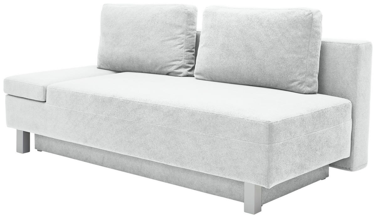 SCHLAFSOFA  mit Stoffauswahl, Schlafen auf Sitzhöhe, Armteil links Flachgewebe Creme  - Chromfarben/Creme, Design, Holz/Textil (205/77-93/99cm) - Novel