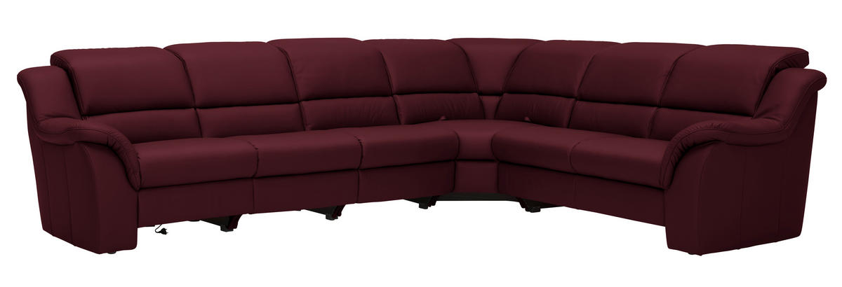 ECKSOFA  in Echtleder Weinrot  324/260 cm  - Chromfarben/Weinrot, KONVENTIONELL, Leder/Kunststoff (324/260cm) - Cantus