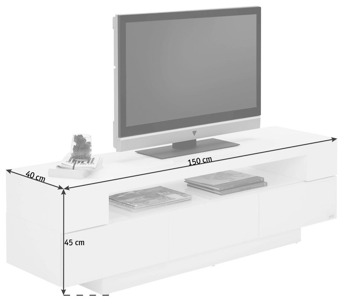 TV-SZEKRÉNY 150/45/40 cm  - fehér, Design, faalapú anyag (150/45/40cm) - Xora