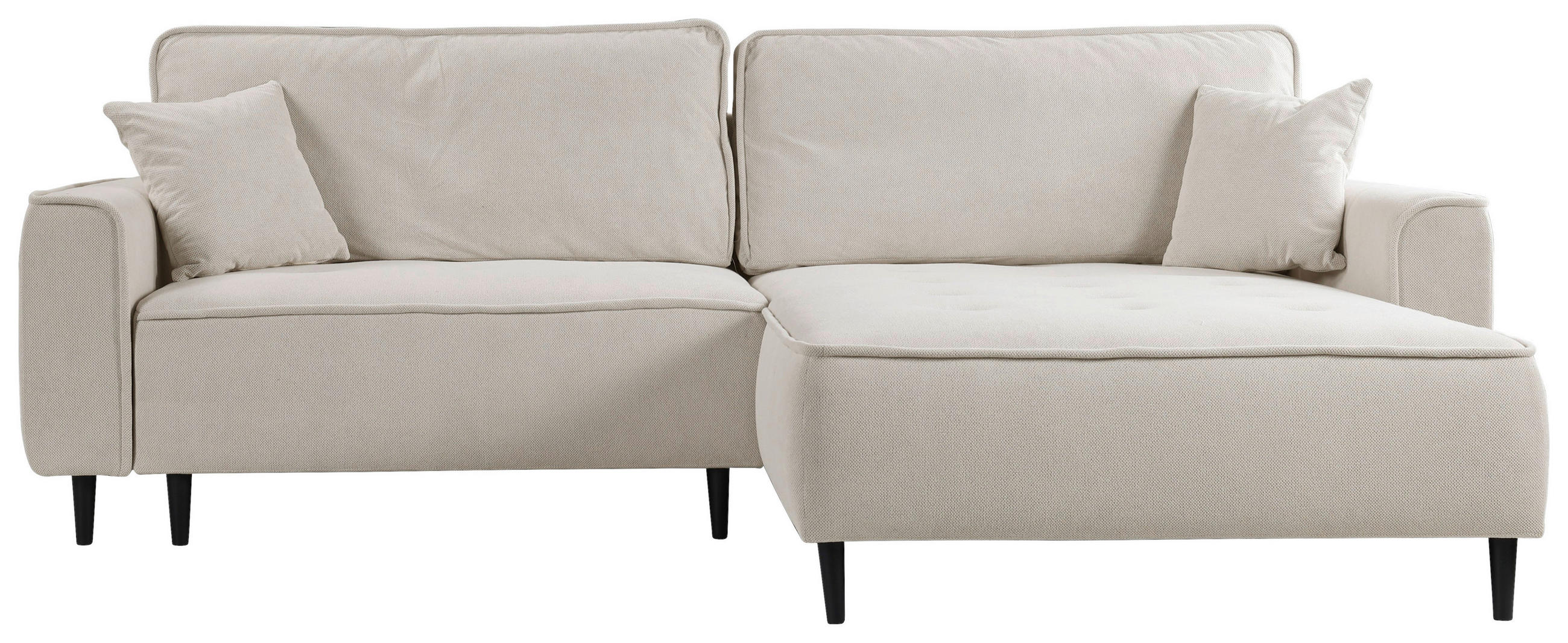 ECKSOFA Beige Flachgewebe  - Beige/Schwarz, Design, Holz/Textil (263/183cm) - MID.YOU