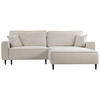 ECKSOFA in Flachgewebe Beige  - Beige/Schwarz, Design, Holz/Textil (263/183cm) - MID.YOU