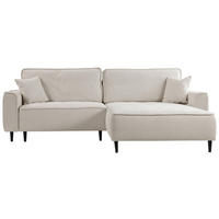 ECKSOFA in Flachgewebe Beige  - Beige/Schwarz, Design, Holz/Textil (263/183cm) - MID.YOU
