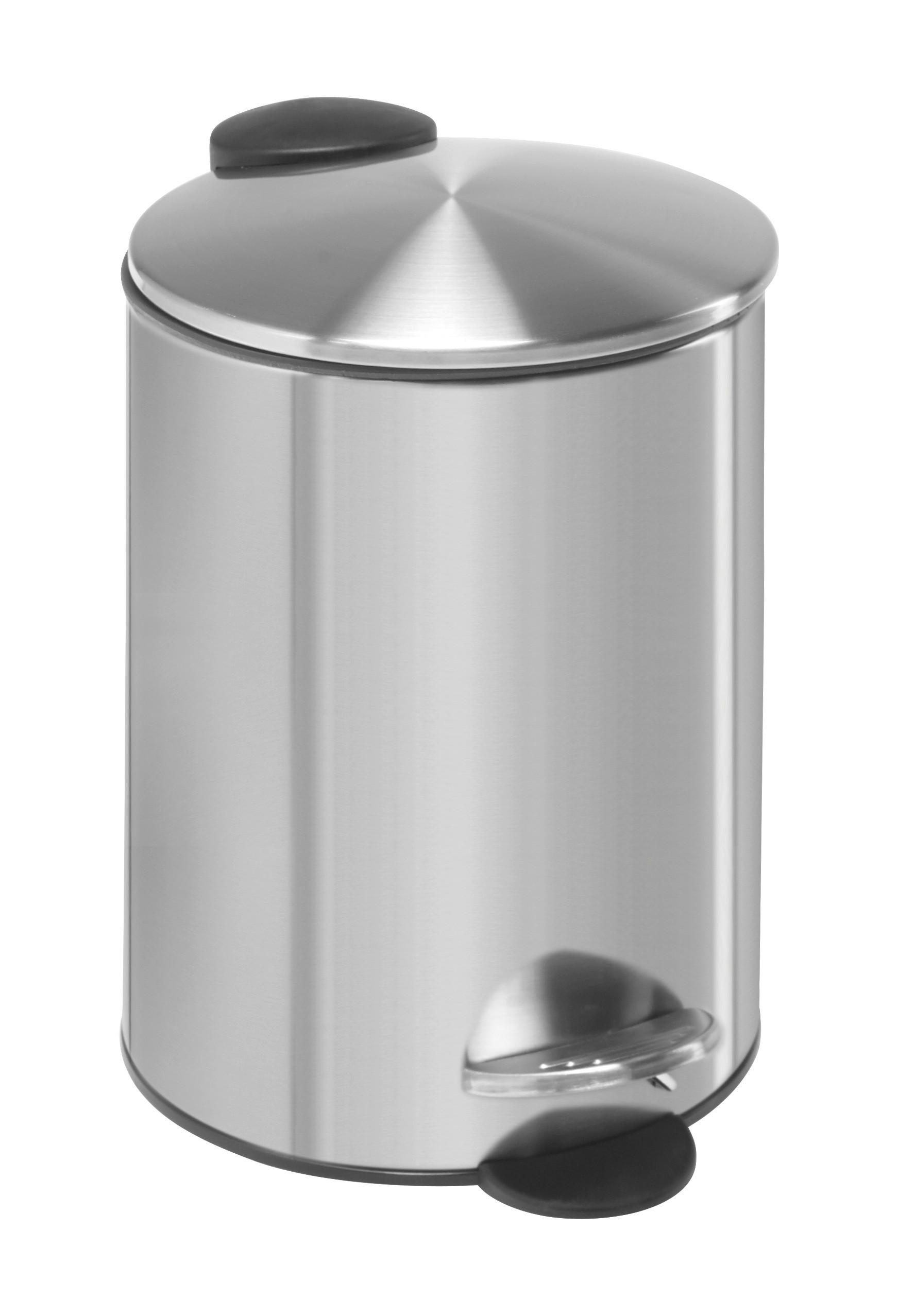 NÁŠĽAPNÝ ODPADKOVÝ KÔŠ - čierna/farba ušľachtilej ocele, Basics, kov/plast (16,8/25cm) - Homeware