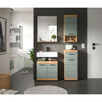 BADEZIMMER 4-teilig  in 97 cm  - Salbeigrün/Schwarz, Modern, Glas/Holzwerkstoff (97cm) - MID.YOU