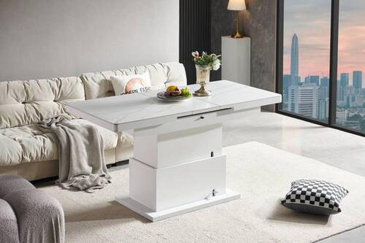 SOFFBORD i metall, keramik 125-150/70/49,5-79 cm  - vit, Design, metall/keramik (125-150/70/49,5-79cm) - Livetastic