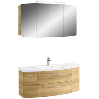 BADEZIMMER 3-teilig  in 121 cm  - Chromfarben/Eichefarben, KONVENTIONELL, Glas/Holzwerkstoff (121cm) - Pelipal