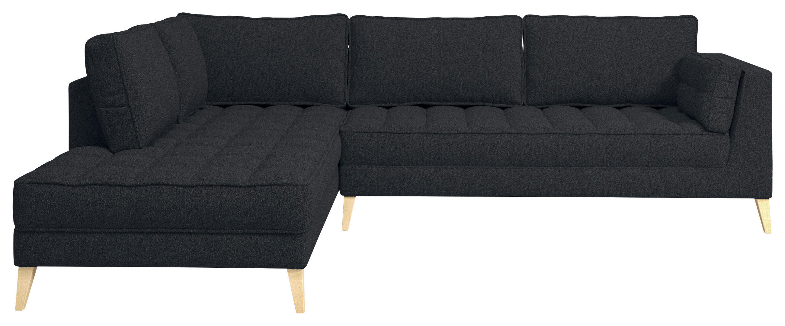 HÖRNSOFFA i bouclé svart  - svart/naturfärgad, Design, trämaterial/textil (204/310cm) - MID.YOU