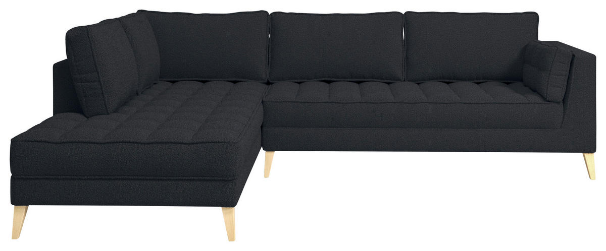 ECKSOFA in Bouclé Schwarz  204/310 cm  - Schwarz/Naturfarben, Design, Holzwerkstoff/Textil (204/310cm) - MID.YOU
