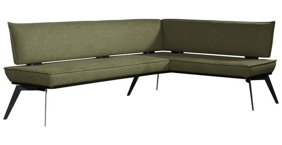 ECKBANK 235/165 cm Webstoff Schwarz, Olivgrün Buche massiv - Schwarz/Olivgrün, Basics, Holz/Textil (235/165cm) - Carryhome