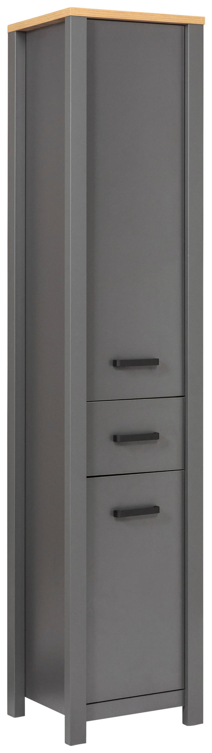HOCHSCHRANK 42/197/40 cm  - Anthrazit/Schwarz, Natur, Holzwerkstoff/Metall (42/197/40cm) - home24