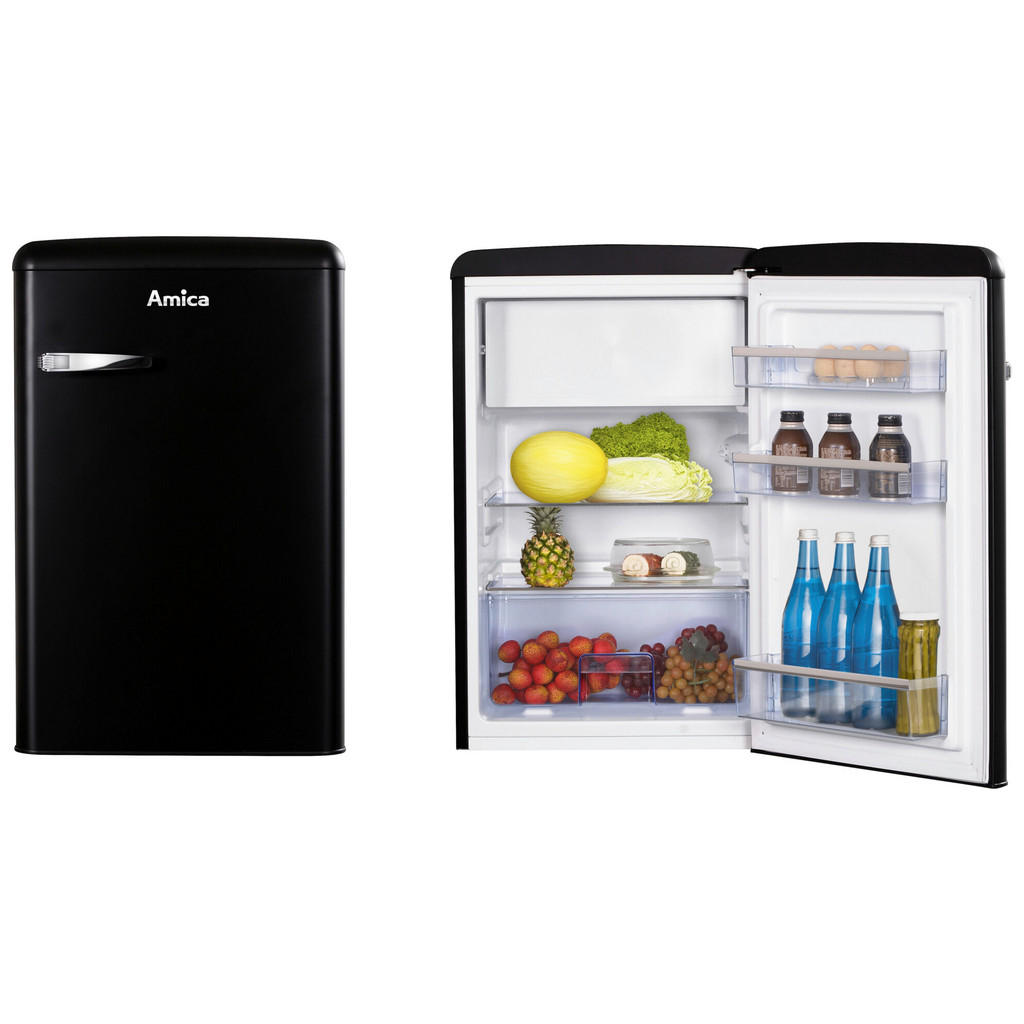 Thumbnail - Amica Kühlschrank, Schwarz, Glas, 1 Schubladen, E, 55x86x61.5 cm, Gefrierfach, LED-Innenbeleuchtung, Küchen, Küchenelekt...