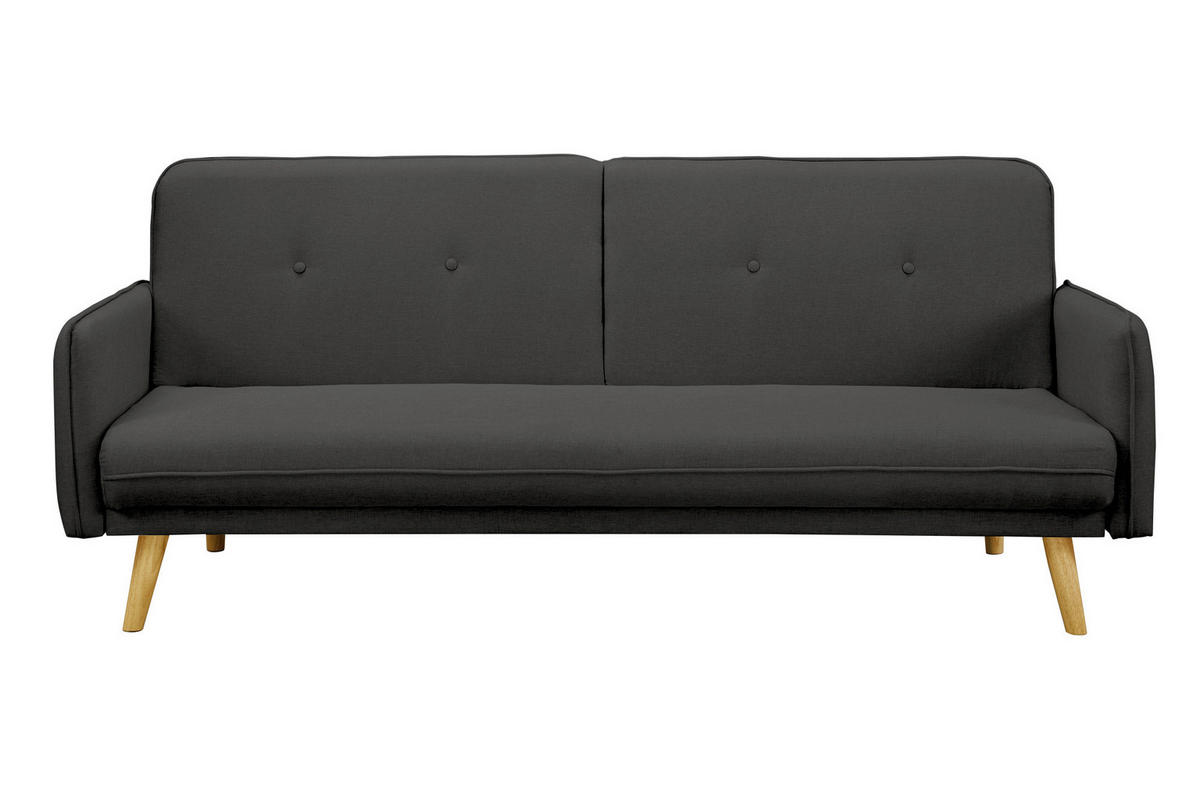3-SITZER-SOFA in Struktur Dunkelgrau  - Dunkelgrau/Naturfarben, MODERN, Holz/Textil (188/80/85cm) - Livetastic