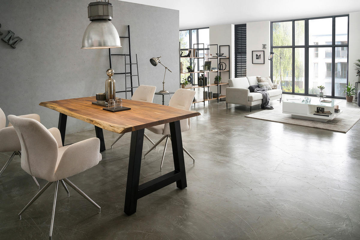 ESSTISCH in Holz 140/80/76,5 cm  - Schwarz/Naturfarben, MODERN, Holz/Metall (140/80/76,5cm) - Livetastic
