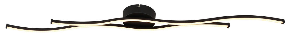LED-DECKENLEUCHTE 110,4/13/5,6 cm   - Opal/Schwarz, Design, Kunststoff/Metall (110,4/13/5,6cm) - Globo