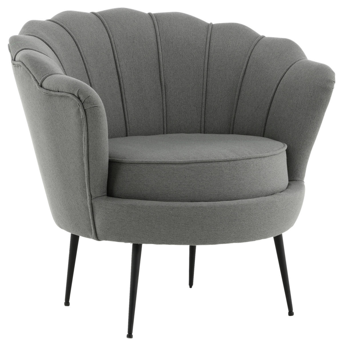 SESSEL in Grau, Schwarz  - Schwarz/Grau, Design, Textil/Metall (83/76/77cm) - Livetastic