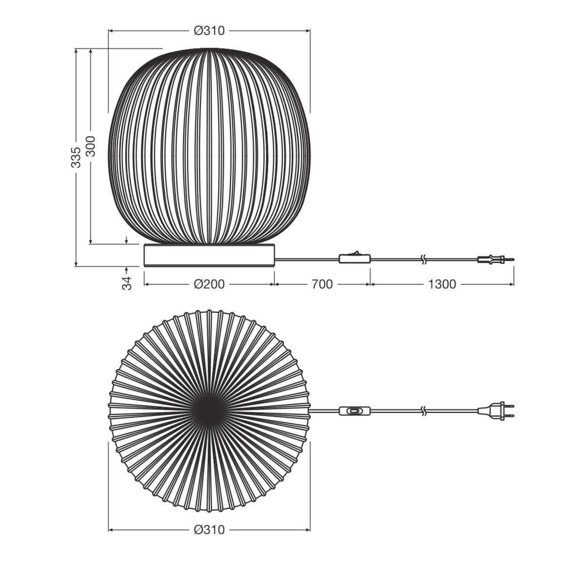 TISCHLEUCHTE 31/33,5 cm  - Weiß, Basics, Glas/Stein (31/33,5cm) - Osram