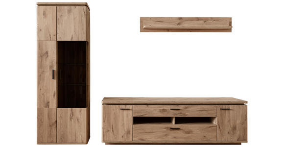 WOHNWAND in Eichefarben 295/208/50 cm - Eichefarben/Anthrazit, KONVENTIONELL, Glas/Holzwerkstoff (295/208/50cm) - Cantus