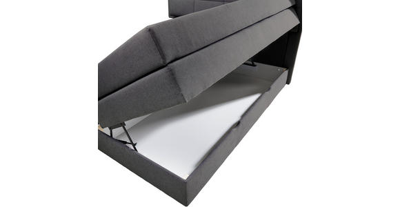 BOXSPRINGBETT 140/200 cm,  in Anthrazit, Matratze, Bettkasten, Topper, H2 + H3 = mittel + fest  - Anthrazit/Schwarz, KONVENTIONELL, Kunststoff/Textil (140/200cm) - Carryhome