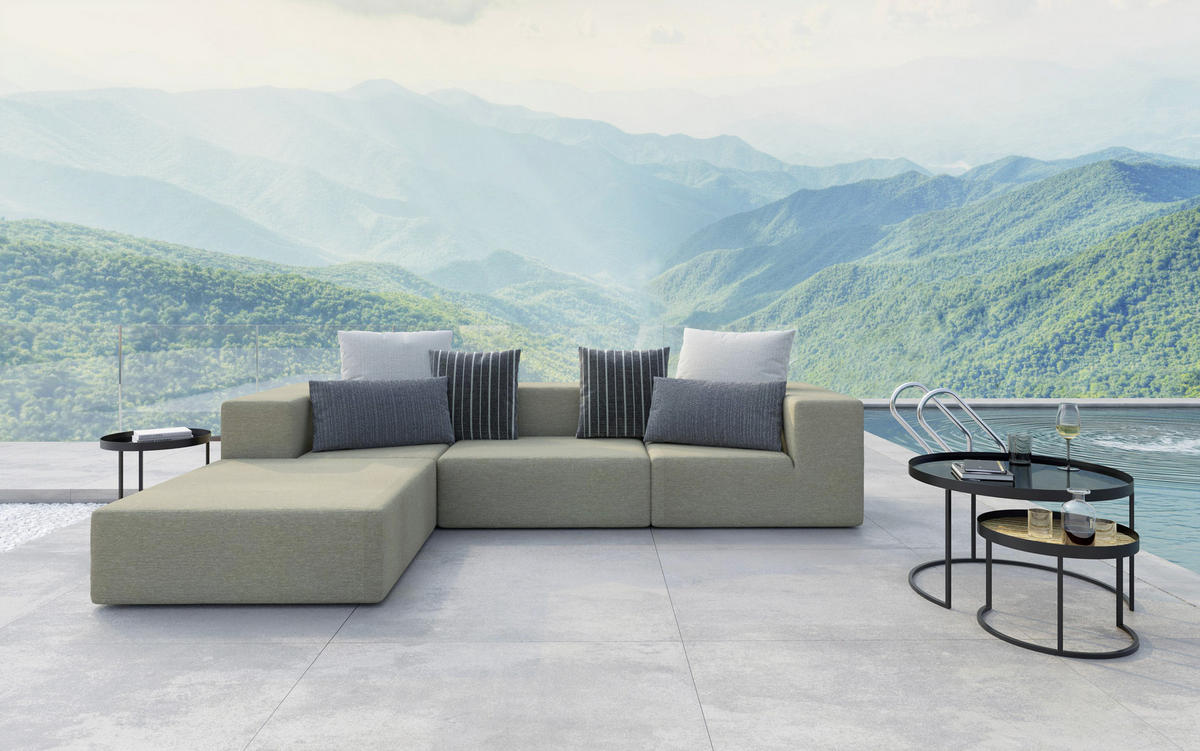 LOUNGESOFA  - Taupe/Multicolor, Design, Textil (220/330cm) - Livetastic