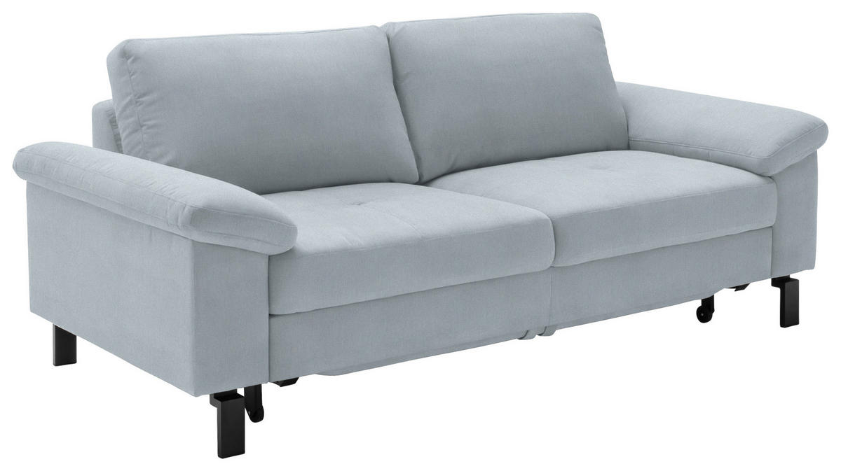 2,5-SITZER in Velours Hellblau  - Schwarz/Hellblau, Design, Textil/Metall (206/86/97cm) - Pure Home Lifestyle