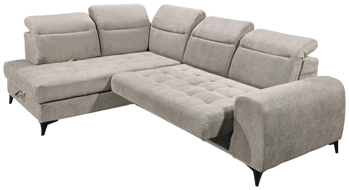 ECKSOFA in Webstoff Grau  - Schwarz/Grau, Konventionell, Kunststoff/Textil (200/282cm) - MID.YOU
