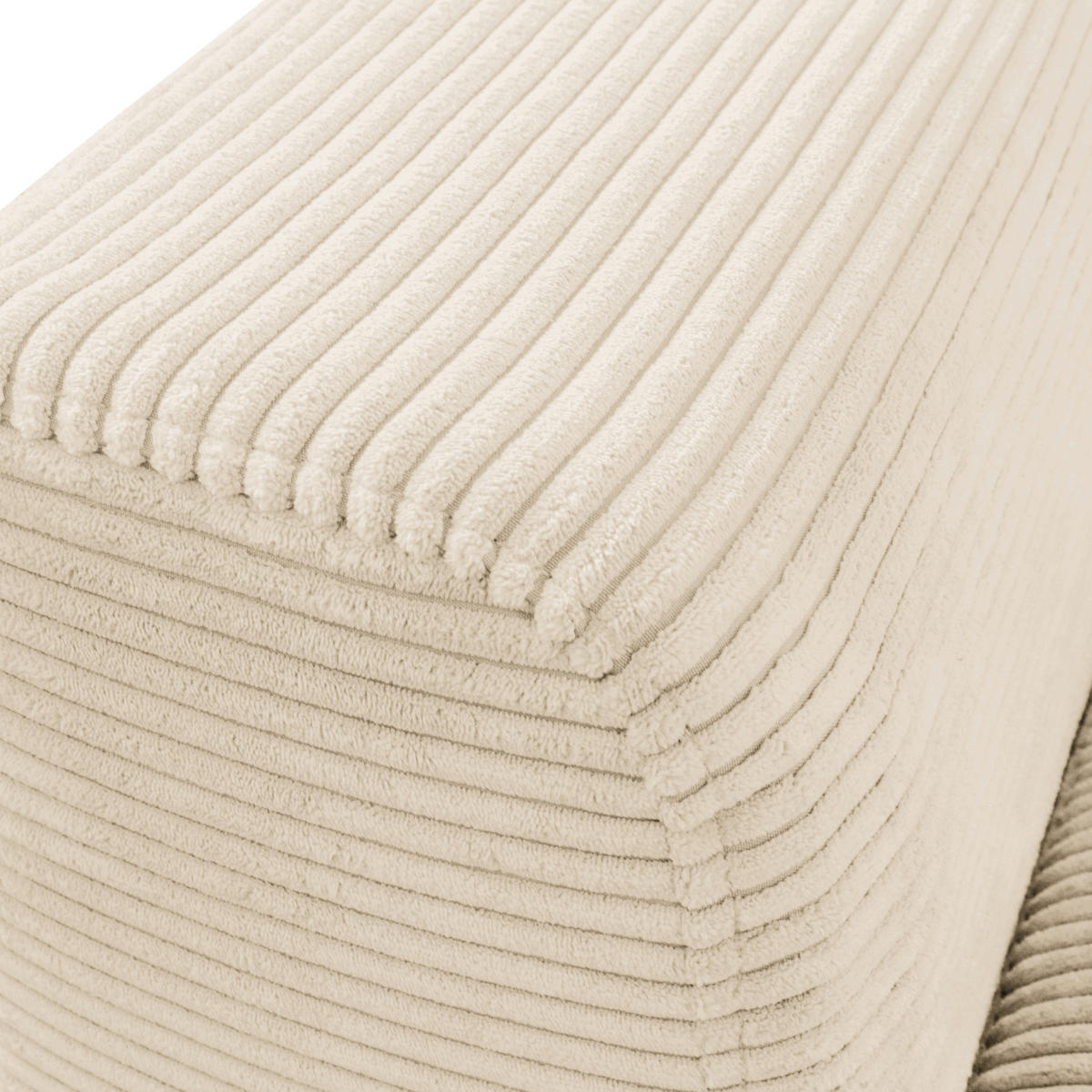 ECKSOFA Creme Cord  - Creme/Schwarz, Design, Textil/Metall (313/172cm) - Livetastic