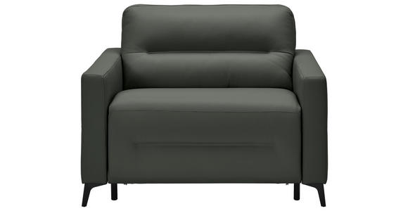 SCHLAFSESSEL Echtleder Anthrazit Liegefunktion Rücken echt  - Anthrazit/Schwarz, Design, Leder/Metall (115/89/97cm) - Novel