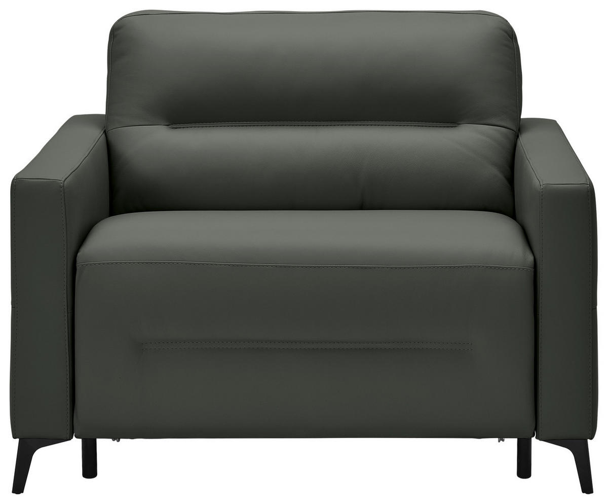 SCHLAFSESSEL Echtleder Anthrazit    - Anthrazit/Schwarz, Design, Leder/Metall (115/89/97cm) - Novel