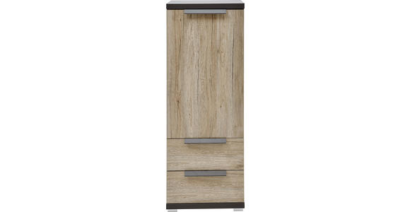 KOMMODE Eichefarben, Graphitfarben - Eichefarben/Graphitfarben, KONVENTIONELL, Holzwerkstoff/Kunststoff (48/129/42cm) - Voleo