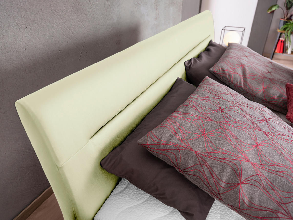 POLSTERBETT gepolstertes Kopfteil, Bettkasten, Lattenroste, Matratzen Creme 180/200 cm  - Creme/Schwarz, KONVENTIONELL, Leder/Holz (180/200cm) - Ada Austria