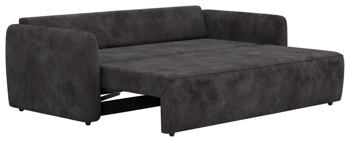 SCHLAFSOFA Chenille Schwarz  - Schwarz, Trend, Kunststoff/Textil (222/89/102cm) - MID.YOU
